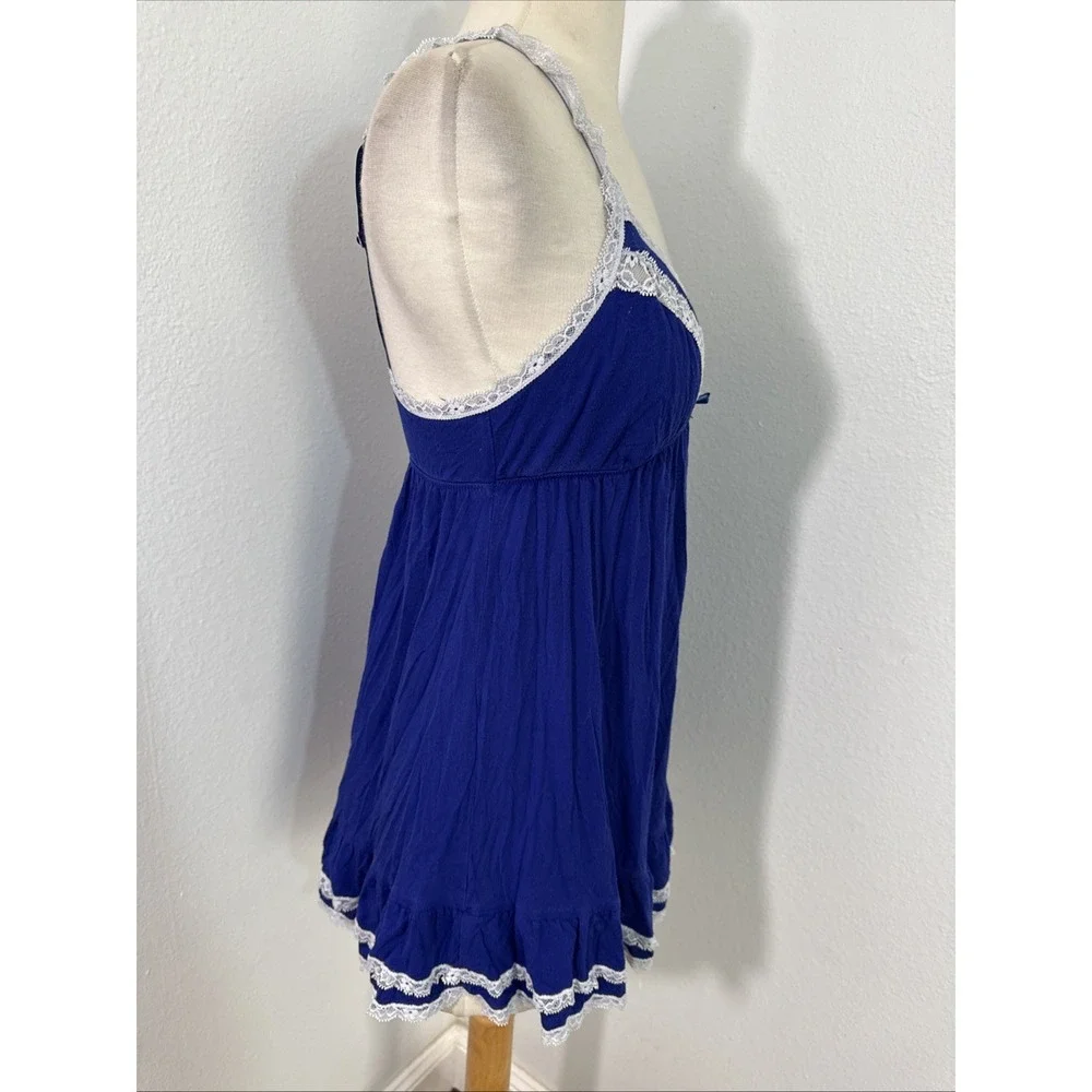 Victorias Secret Slip Dress Women M Blue Babydoll Lace‎ Coqutte Lingerie Y2k